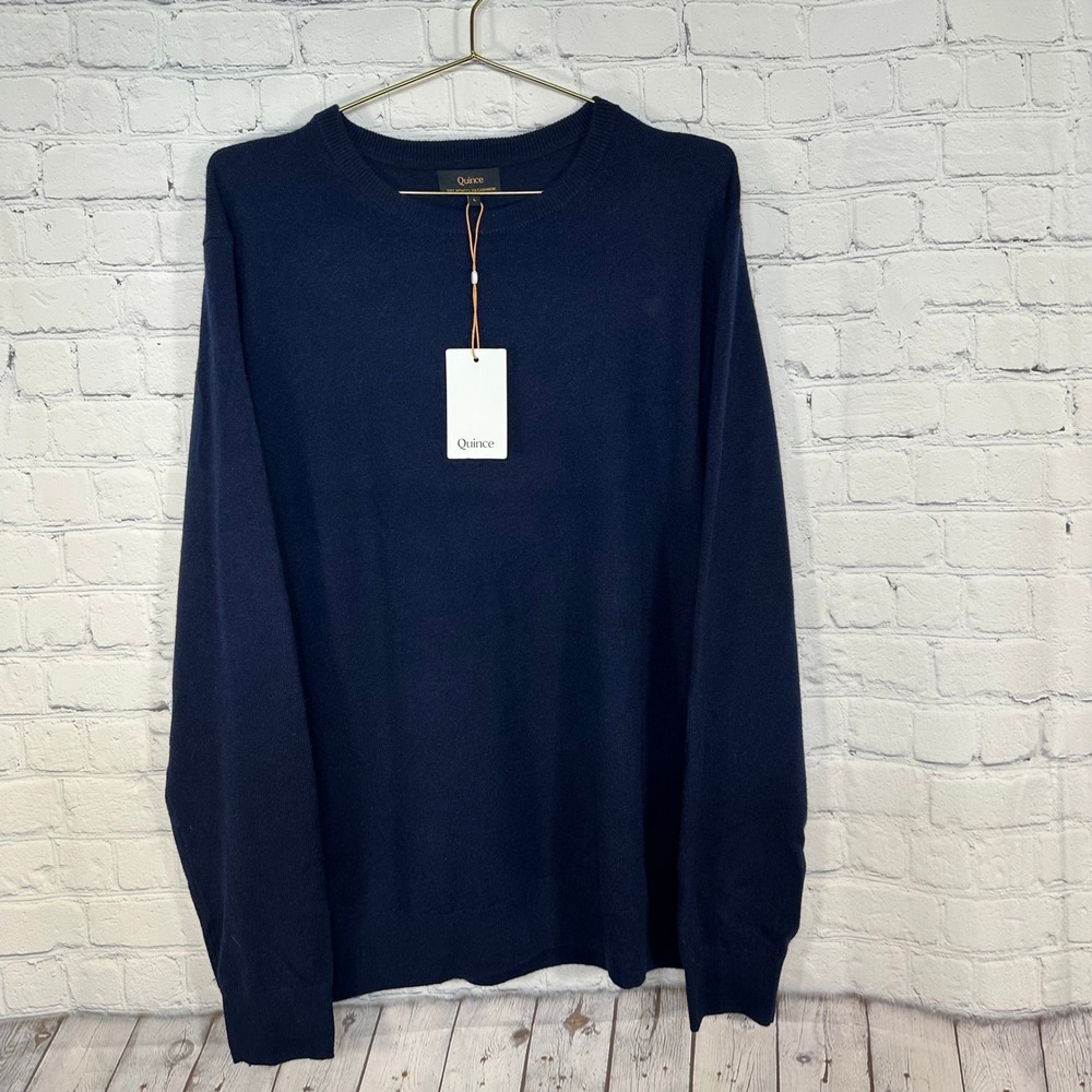 Quince Mens Mongolian Cashmere Crewneck Sweater True Navy Blue L STIECC006-28338